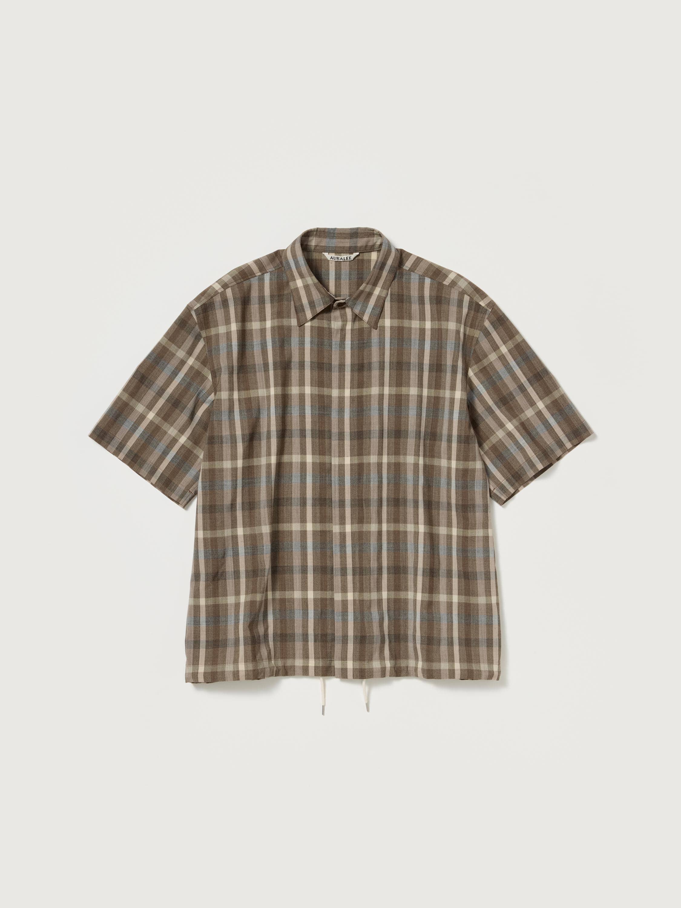 SUPER FINE TROPICAL WOOL CHECK HALF-SLEEVED SHIRT
