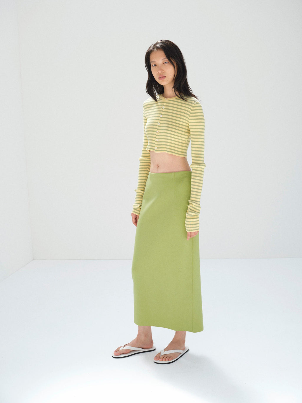 DOUBLE FACED SILK COTTON KNIT SKIRT