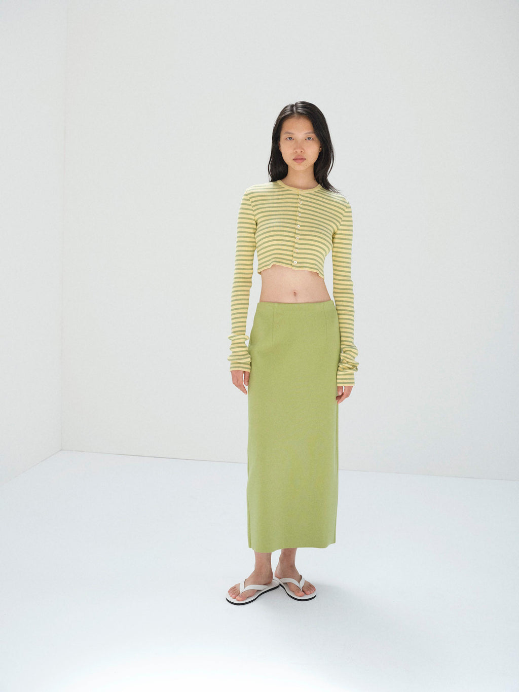 DOUBLE FACED SILK COTTON KNIT SKIRT