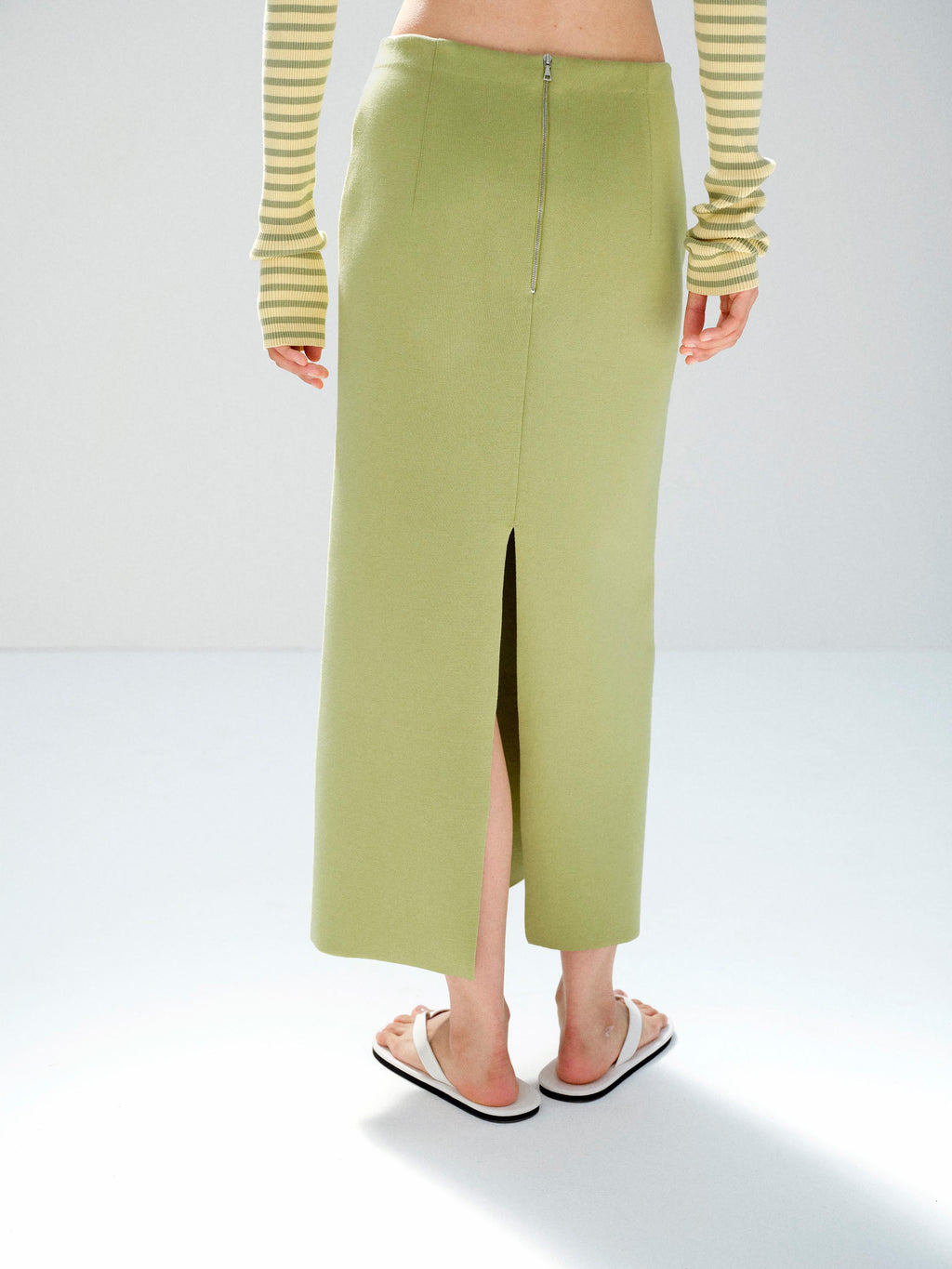DOUBLE FACED SILK COTTON KNIT SKIRT