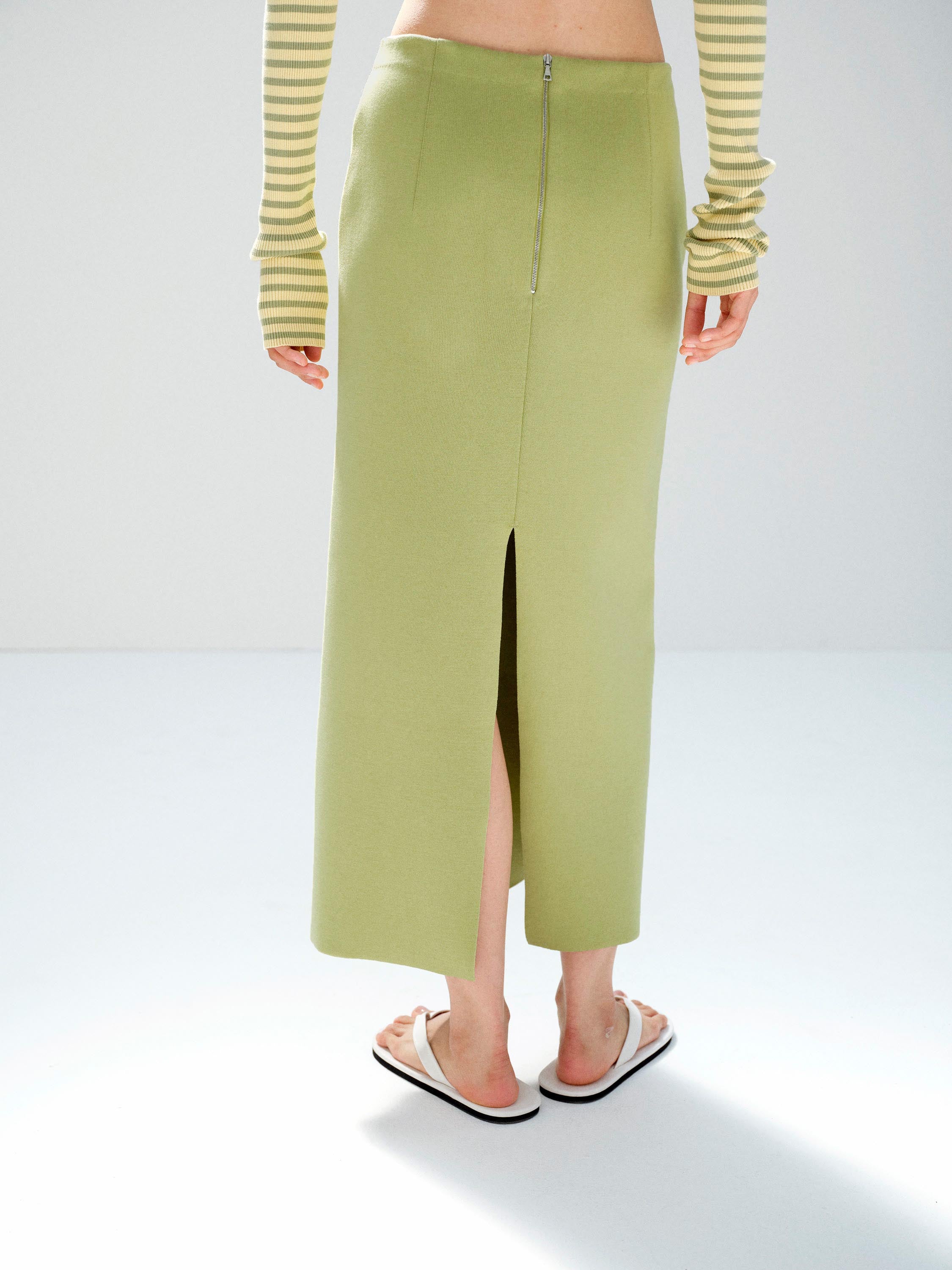 DOUBLE FACED SILK COTTON KNIT SKIRT