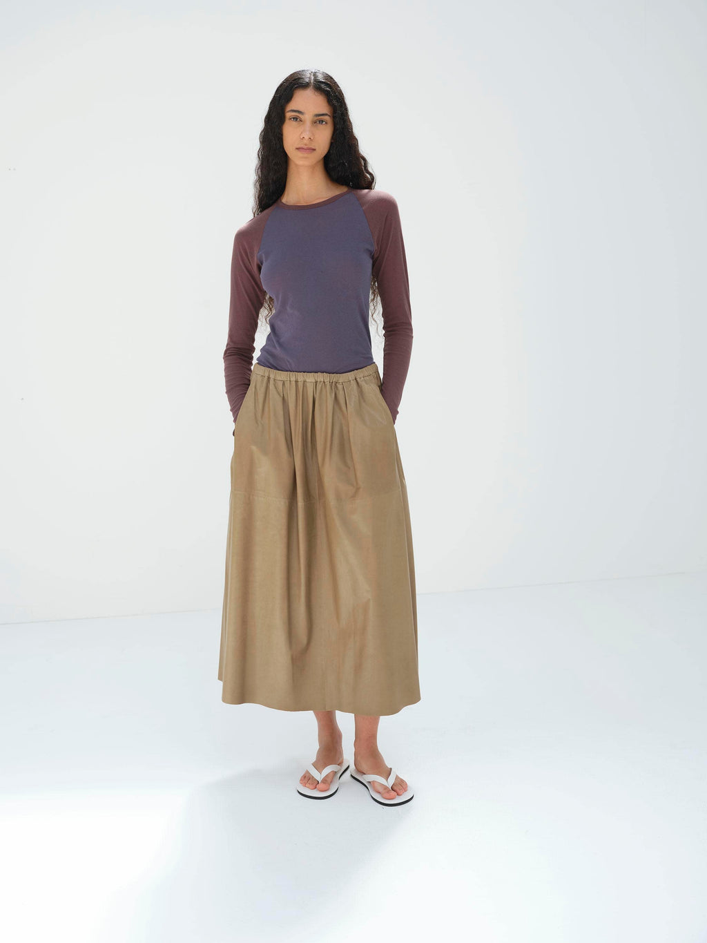 FINE BABY CALF GATHER SKIRT