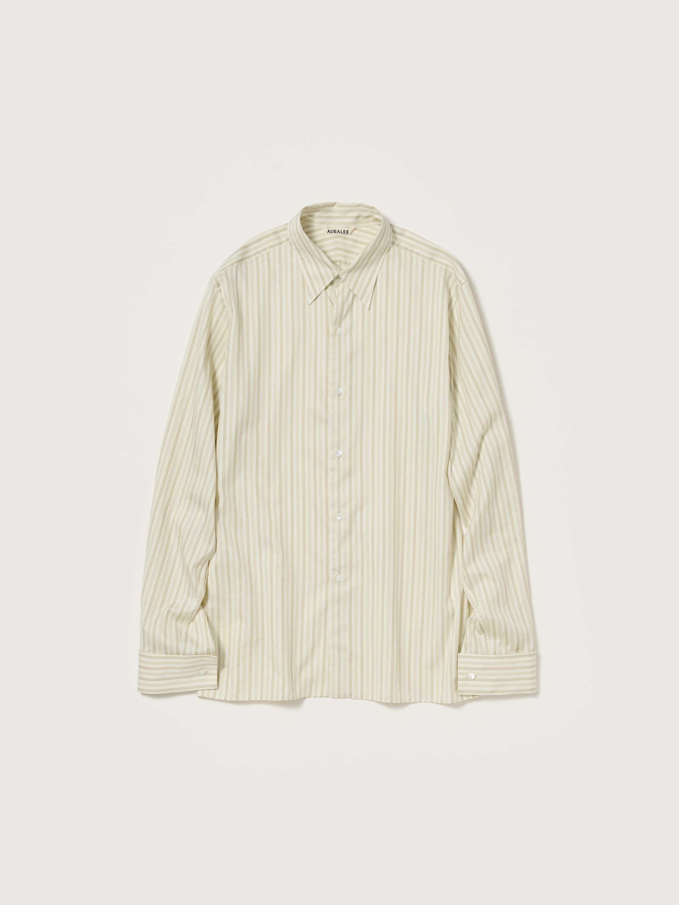 COTTON SILK STRIPE DOUBLE-CUFF SHIRT