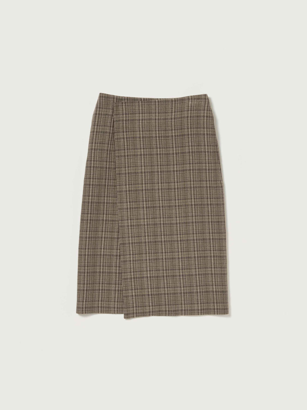 SILK LINEN NEP CHECK WRAP SKIRT