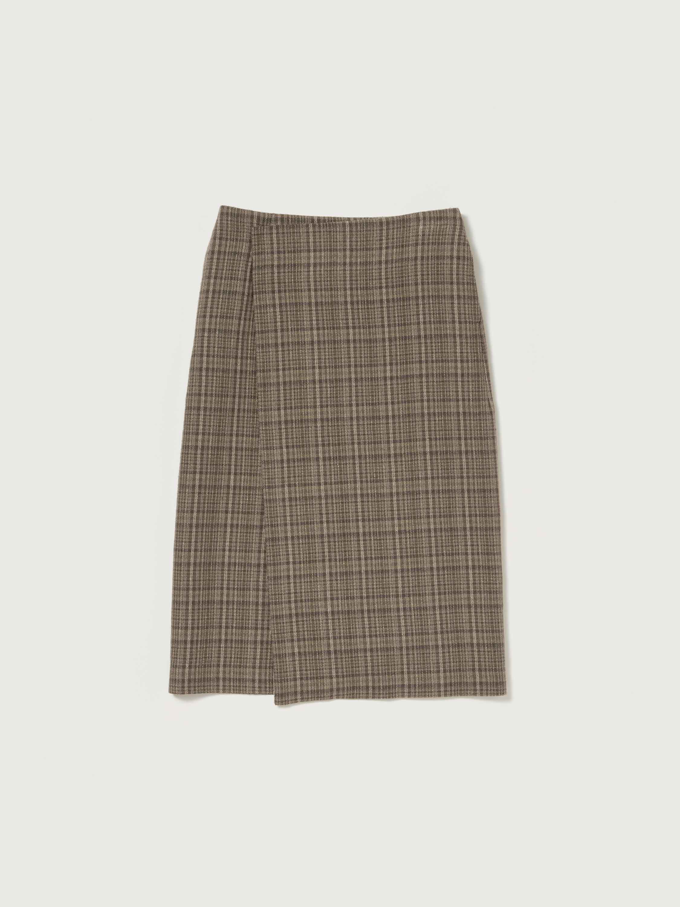 SILK LINEN NEP CHECK WRAP SKIRT