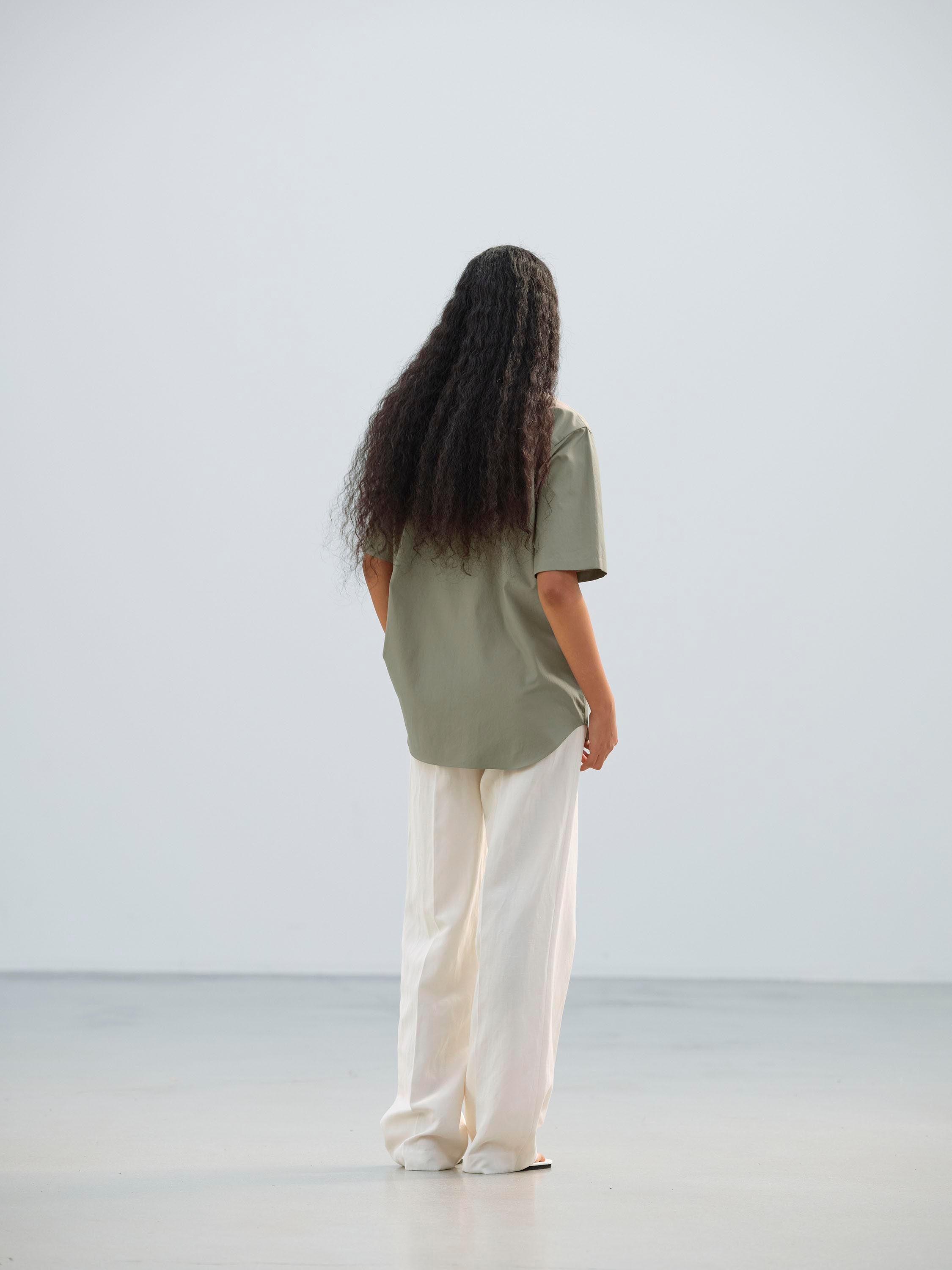 WASHED FINX TWILL HALF SLEEVED SHIRT