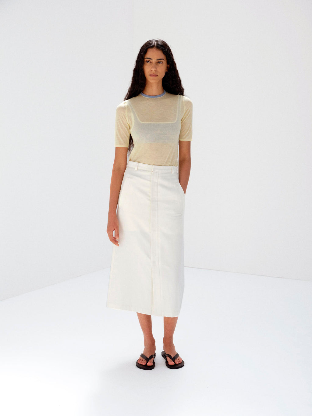 WOOL COTTON LINEN OX SKIRT