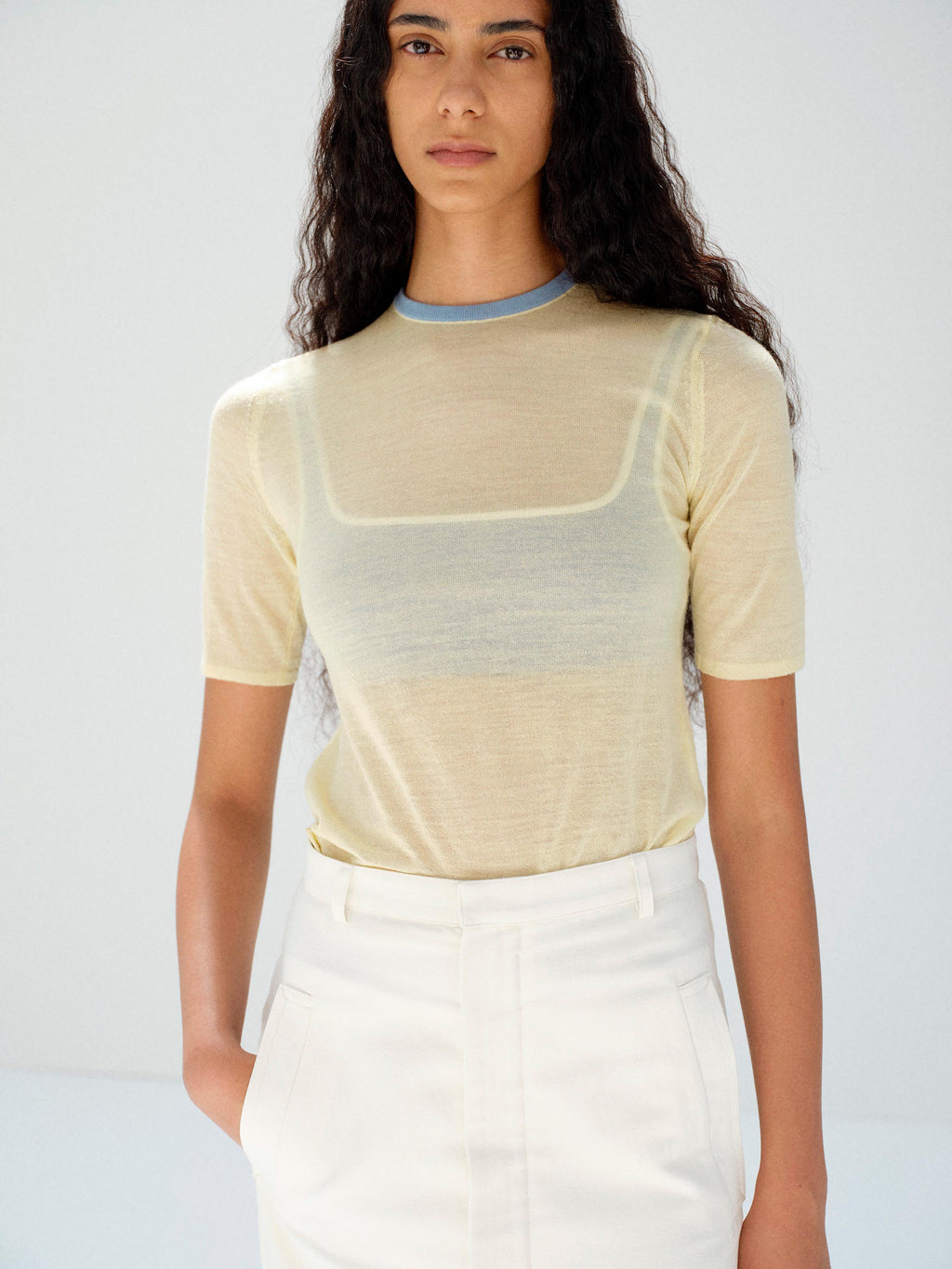 HARD TWIST HIGH GAUGE WOOL SILK KNIT TEE